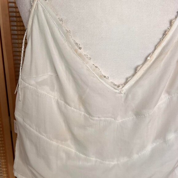 12th Tribe white sequin fringe tank top with adjustable straps - Picture 4 of 6